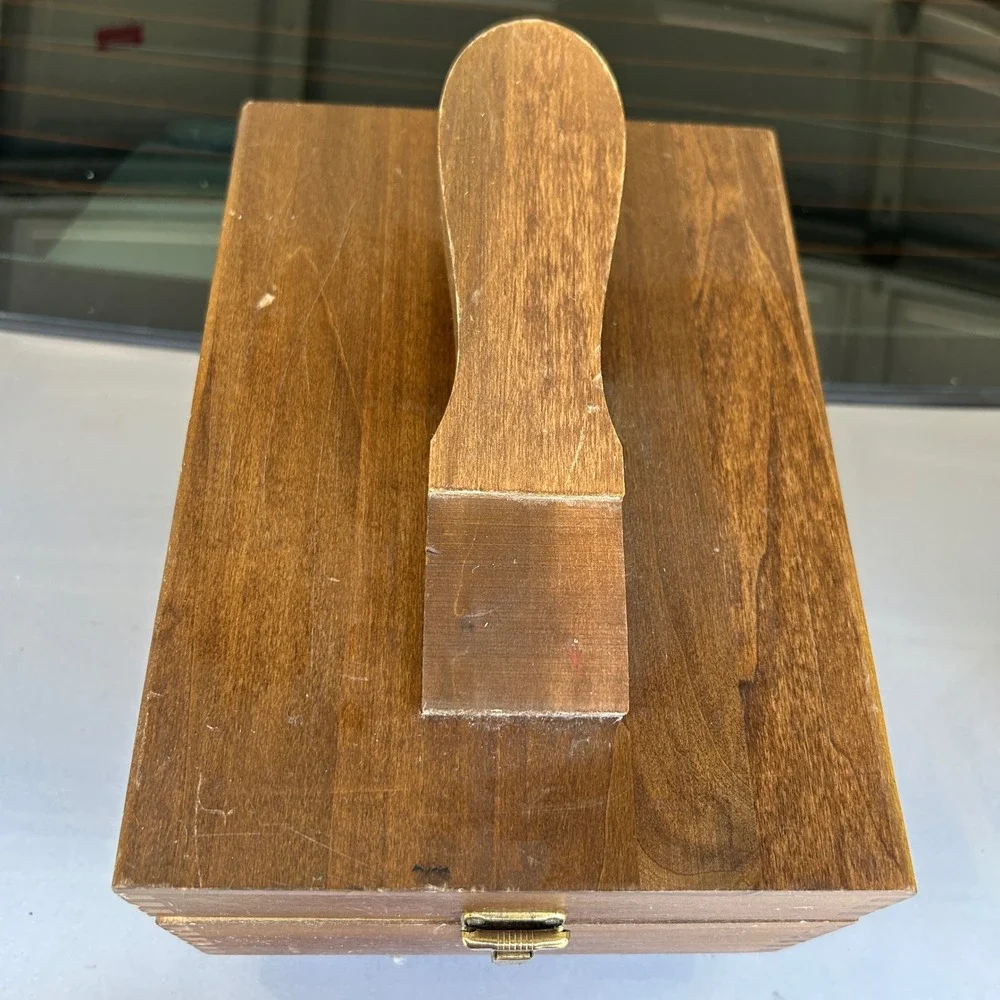 Vintage Shoe Shine Valet Box kit Brown Wood footrest grandpacore